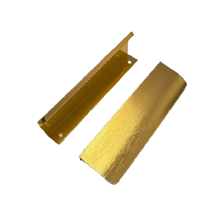 Finger Pull in brushed gold — profile and finish reference