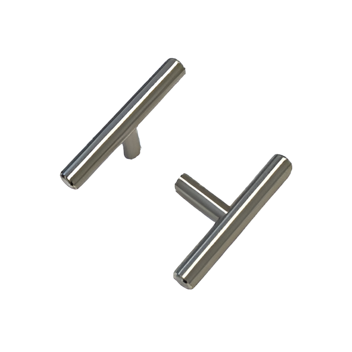T Knob in brushed nickel — profile and finish reference