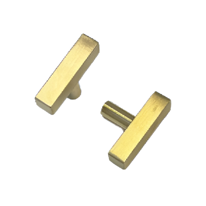 T Square Knob in brushed gold — profile and finish reference